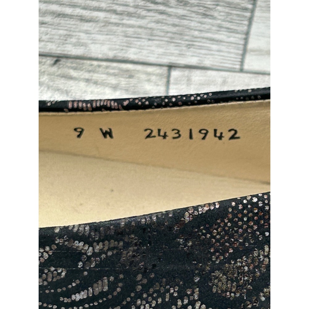 SAS Scenic Women Sz 9 W Black Bronze Lace Leather Ballet Flats Made in USA - Picture 7 of 13